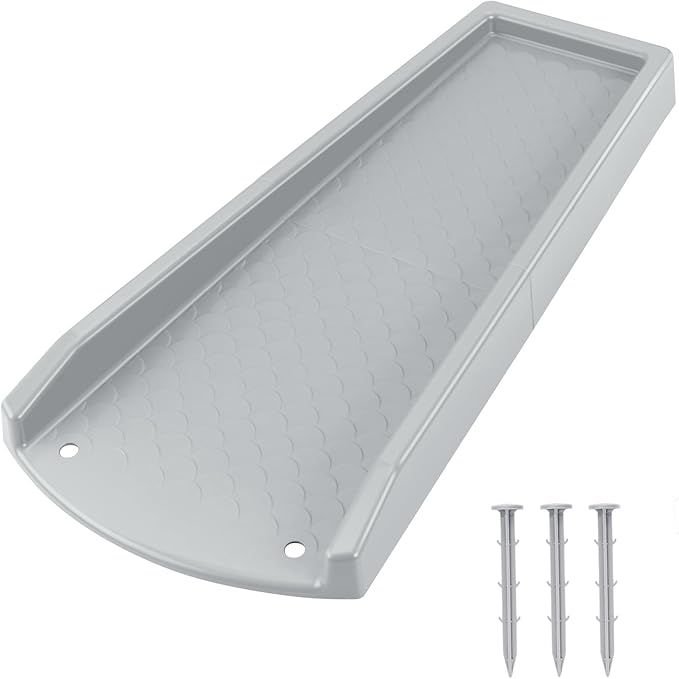 Splash Blocks for Gutters Downspouts, 24" Downspout Extensions for Rain Water Drainage, Thickened Gutter Splash Guard with Fixing Piles(1 Pack, Gray)