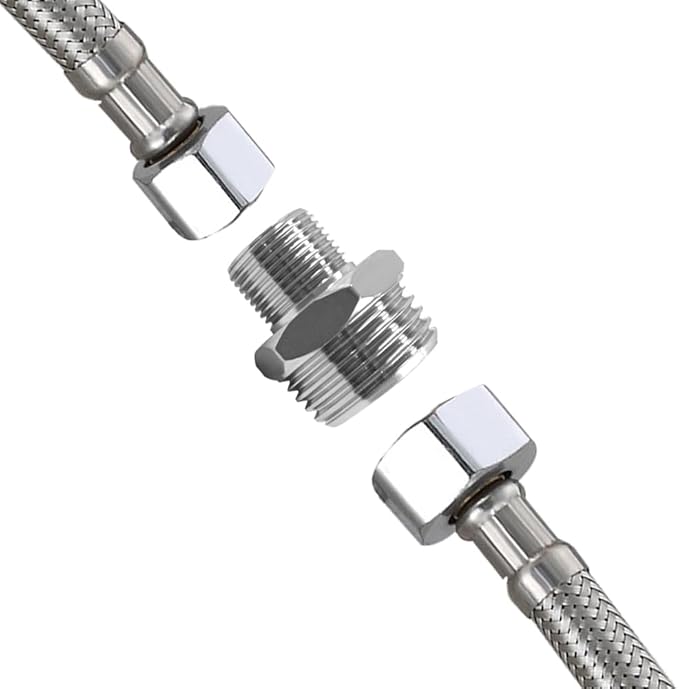 Joywayus 1/2 G Male to 3/8 Compression Male Thread Pipe Fitting, Nickel Plated Brass Reducer Faucet Connector Water Hose Adapter, Supply Line Adapter for RV Kitchen Bathroom Plumbing (Pack of 2)