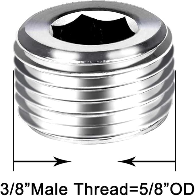 Joywayus 12PCS Stainless Steel Male Thread Internal Hex Head Pipe Plug Fittings 1/2" NPTx2+3/8"NPTx2+1/4"NPTx4+1/8"NPTx4