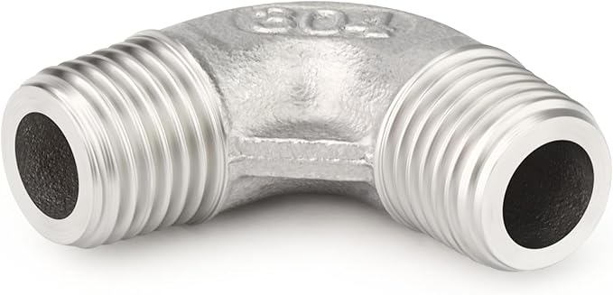TAISHER 2PCS 304 Stainless Steel 90 Degree elbow,1/4" NPT Male × 1/4" NPT Male Thread Pipe Fitting