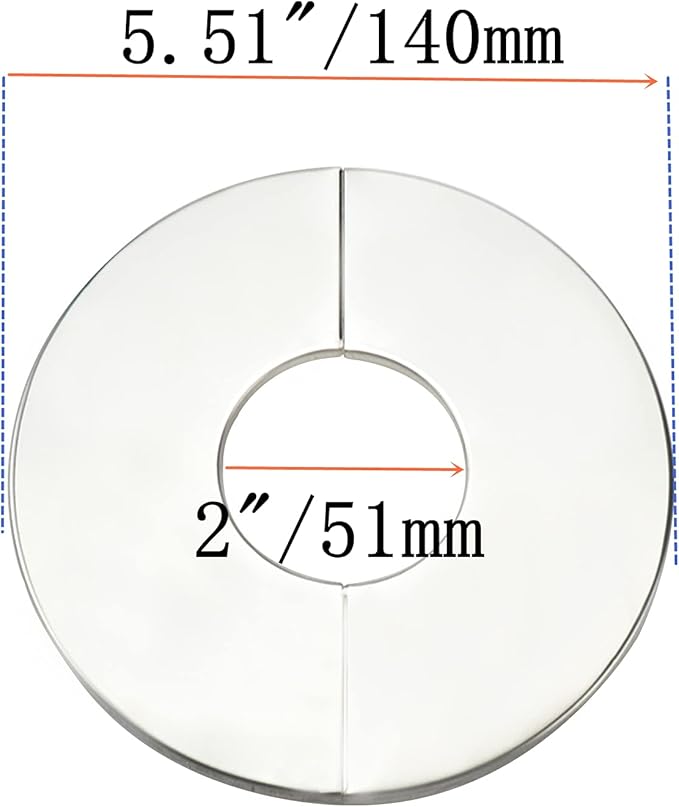 Wall Split Flange, Stainless Steel Round Escutcheon Plate for 2"/51mm Diameter Pipe, Pack of 12