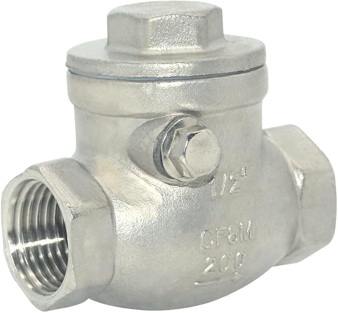 Stainless Steel SS316 Swing Check Valve,NPT Female x Female Thread,WOG 200 PSI PN16 CF8M (1/2")