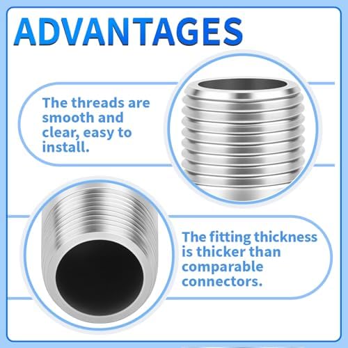 ChillWaves 304 Stainless Steel Pipe Fitting, Nipple Cast Pipe 1-1/2" NPT Male x 1-1/2" NPT Male Thread 12" Length(300MM)(1-PACK)