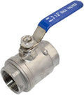 316 Stainless Steel 1/8"~3" Full Port Ball Valve with Blue Vinyl Handle, NPT Female x Female Thread,1000 WOG (1-1/4")