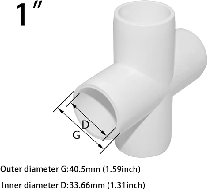 1Inch Cross PVC Fitting 4 Way Connector, Furniture Grade Corner Fittings for Building Furniture Greenhouse Shed Pipe Fittings Tent Connection (Pack of 8)