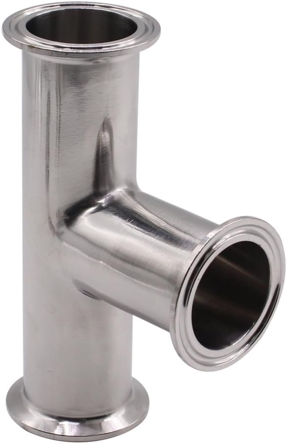 DERNORD Clamp Tee 3 Way Stainless Steel 304 Sanitary Fitting Fits 1.5" Tri-clamp, 38mm Pipe OD