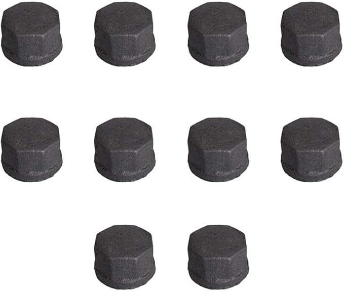 GeilSpace Cap, Malleable Iron Pipe Fittings - Vintage DIY Industrial Shelving, Industrial Decor, Furniture DIY (3/4", Grey)