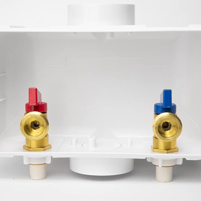 EFIELD Premium Washing Machine (Laundry) Outlet Box with Center Drain, 1/2 inch CPVC x 3/4 inch MHT, White (Standard),(WM020)