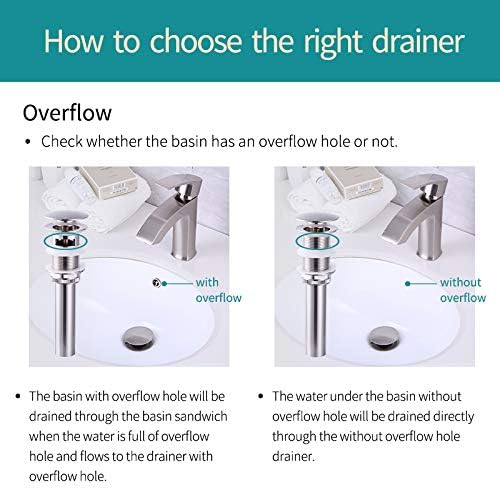 Bathroom Faucet Vessel Vanity Sink Pop Up Drain Stopper with Overflow, Brushed Nickel D500031BN