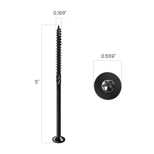 Deck Screws #14 x 5 inch, (137pcs) 5lb Heavy Duty Outdoor Wood Screws,Black Rust Resistant Epoxy Coated,Torx Drive Head,with T30 Star Bit