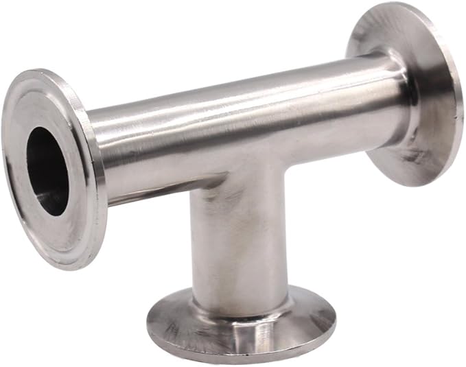 DERNORD Clamp Tee 3 Way Stainless Steel 304 Sanitary Fitting Fits 1.5" Tri-clamp, 25mm Pipe OD