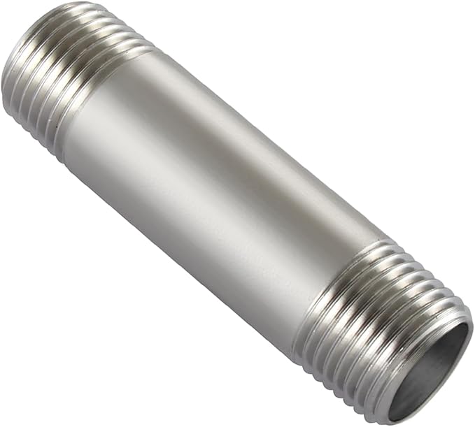 Beduan Stainless Steel Pipe Fittings, 1/4" NPT x 1/4" NPT Male Threaded, 4" Length Nipple Cast Pipe