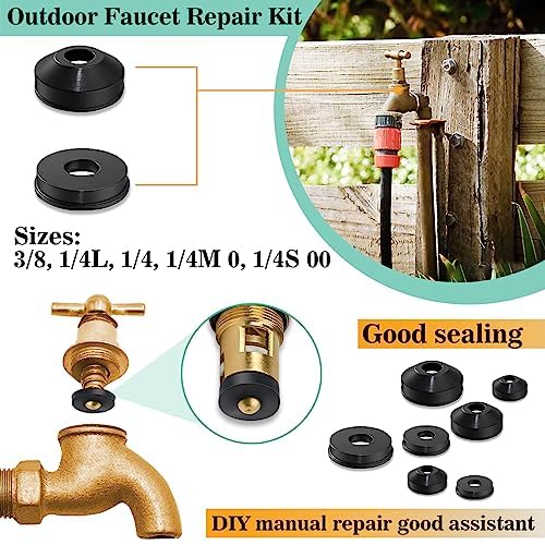 106 PCS Faucet Washer Assortment Kit with Assorted Flat and Beveled Rubber Washers for Outdoor Garden Faucet Stem Leak Worn Replacement Repair