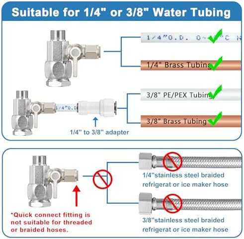 Feed Water Adapter - 1/4" Quick Connect for RO Filter,Refrigerator,Icemaker