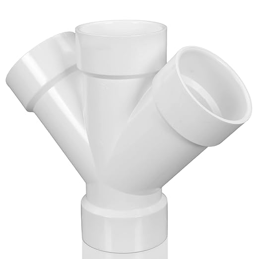 1 Pcs 4 Inch Hub PVC DWV Double Wye Schedule 40 for Use in Sanitary Drainage, Waste and Ventilation (DWV), Sewer and Stormwater Applications, White