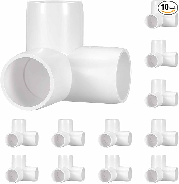 10 Pack 1 1/4" SCH40 PVC Elbow Pipe Fitting, 3-Way PVC Elbow Corner Side Outlet Tee Fitting, Furniture Grade Pipe Connectors for DIY Project, Pond Protection, Socket x Socket