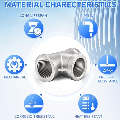 ChillWaves 304 Stainless Steel Pipe Fitting, Tee 2" x 2" x 2" NPT Female Thread Adapter(1-PACK)