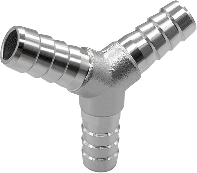 2Pcs Stainless Steel 5/16" x 5/16" x 5/16" Hose Barb Fittings, 3 Way Y Shape Fitting with Clamps for Fuel, Air and Gas