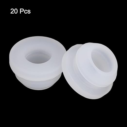 MECCANIXITY 20Pcs Snap Rubber Grommet Plug Mount Dia 9mm ID 6.2mm Narrow Groove Width 2mm Seal Anti-Scratch for Electrical Box Cable Pipes Transparent