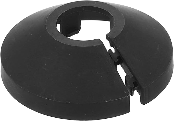 uxcell Escutcheon Plate, 1Pcs 12mm - Fit 0.39" Outer Diameter Split Pipe Flange Water Pipe Cover Collar Decoration, PP Plastic Plumbing Cover Plates (Black)
