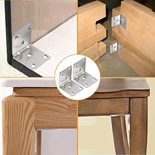 20PCS L Brackets Corner Bracket 1.5"x1.5"x1.5", Heavy Duty Corner Brace for Wood, Right Angle Brackets, 40MM 1.5Inch Wide 90 Degree Bracket for Wooden Frame Furniture Shelves Chairs