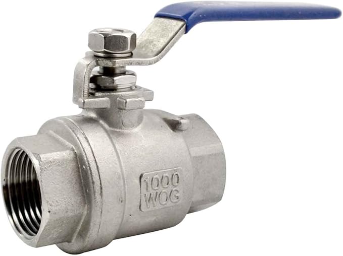 316 Stainless Steel 1/8"~3" Full Port Ball Valve with Blue Vinyl Handle, NPT Female x Female Thread,1000 WOG (3/4")