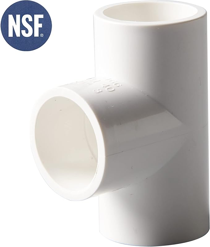 Rainbow Dream 1 Inch PVC Tee Pipe Fitting Adapter (Socket x Socket x Socket) - 10 Pack, White