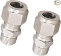 Stainless Steel 304 Compression Fitting to connect 1/2 inch OD tube x 3/8 NPT Male thread Coupler, for brass copper stainless steel tubing (2 pcs)