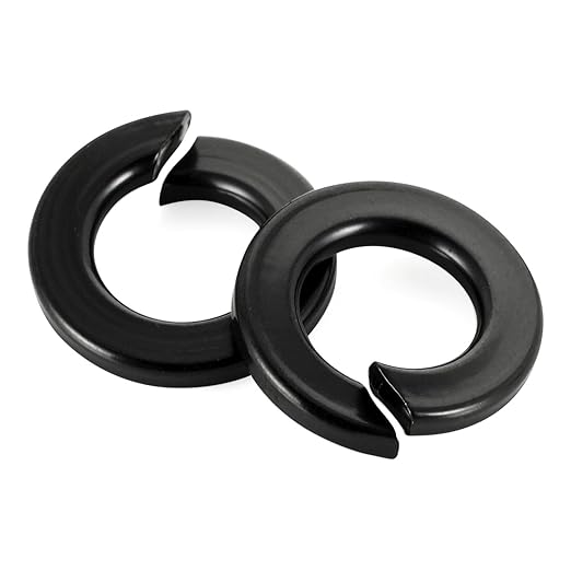 M6 Black Spring Lock Washer, 304 Stainless Steel, Black Coating Split Lock Washer Elastic Gasket, for Screws Fasteners, 50 PCS