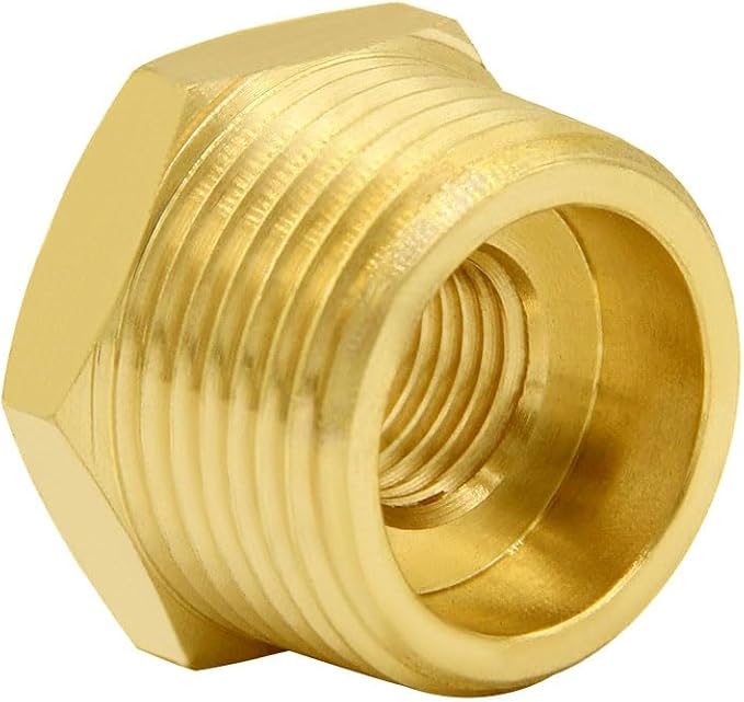 Joywayus Brass Reducer Hex Bushing Reducing Cast Pipe Fitting 3/4" NPT Male x 1/4" NPT Female Adapter(Pack of 2)
