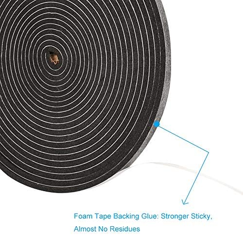 3 Rolls Weather Stripping,1/4 Inch Wide X 1/8 Inch Thick Foam Seal Tape High Density Foam Strip Self Adhesive,Closed Cell Tape Seal Strip,16 Feet Long Each
