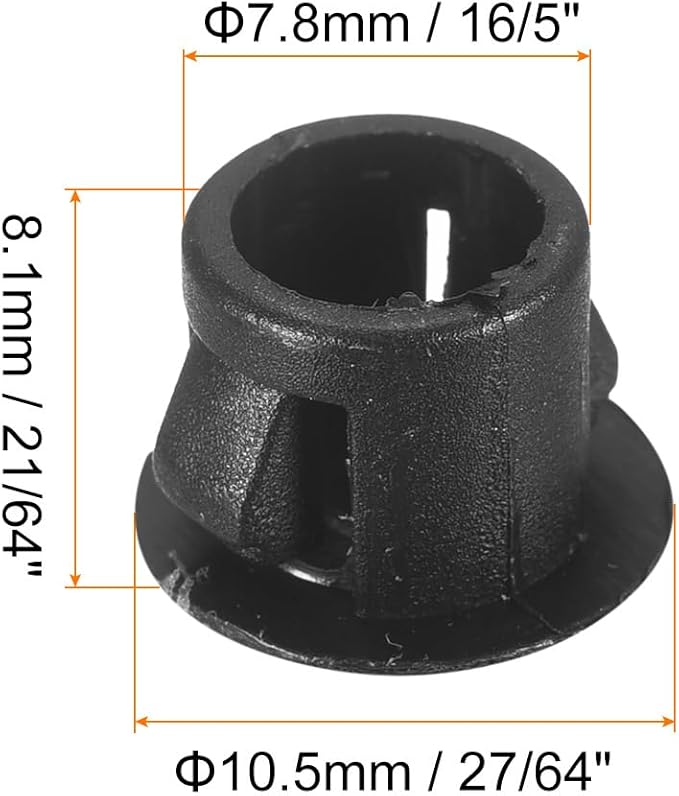 uxcell 5/16" Plastic Hole Plugs, 110Pcs Flush Type Panel Round Snap in Fastener Knockout Locking Plugs for Furniture Insert End Caps Panels, Black