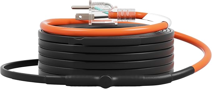 VEVOR Self-Regulating Pipe Heating Cable, 40FT 5W/FT Heat Tape for Pipes Freeze Protection, Water Pipe Heat Cable with Built-in Thermostat Protects PVC Hose, Metal and Plastic Pipe from Freezing