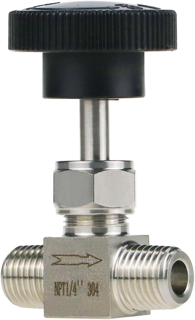 Angry Pony Stainless Steel 304 MNPT 1/4 female Straight Needle Valve, High Pressure Hydraulic Flow Control Valve for Water Oil Gas Systems, 900 PSI