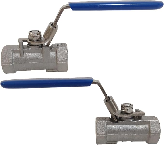 2Pcs 1/4'' Stainless Steel 304 Ball Valves, NPT Female Full Port Ball Valve Heavy Duty Shut Off Valve for Water, Oil, and Gas with Locking Device, NPT Female