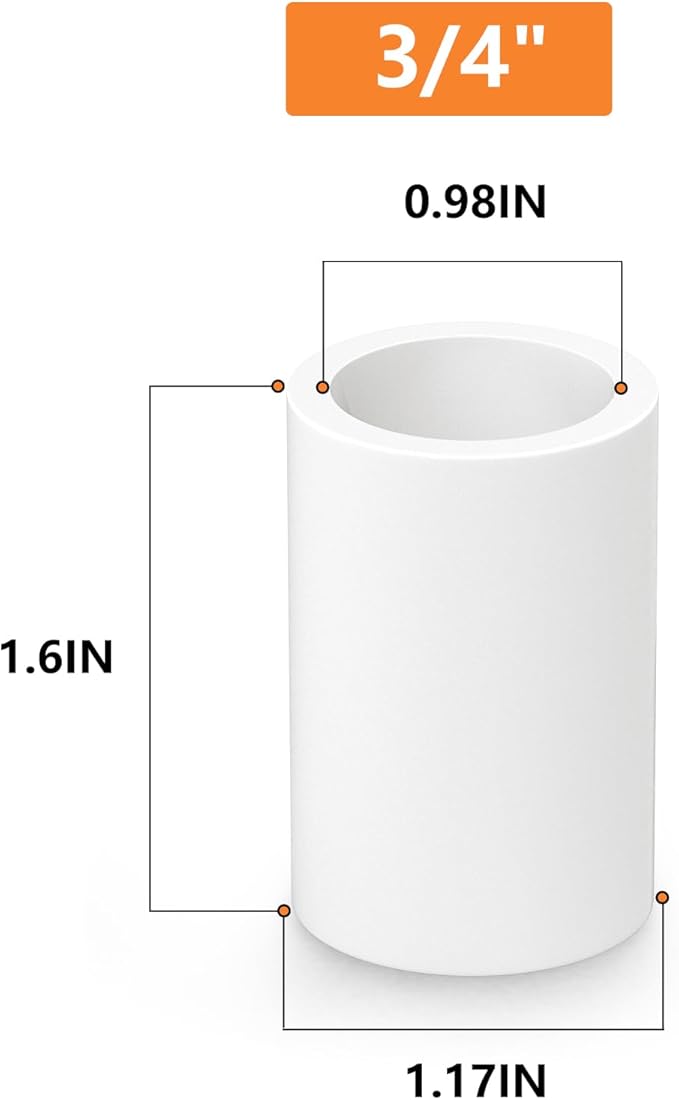 GASHER 25PCS PVC Pipe Fitting 3/4" PVC Coupling Furniture Grade Pipe Socket Fittings, For Home or Industrial