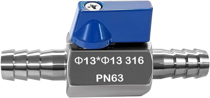 Beduan 1/2" Hose ID Barb Ball Valve 316 Stainless Steel Mini Shut Off Valve for Water Gas Fuel Drip Irrigation and Aquarium