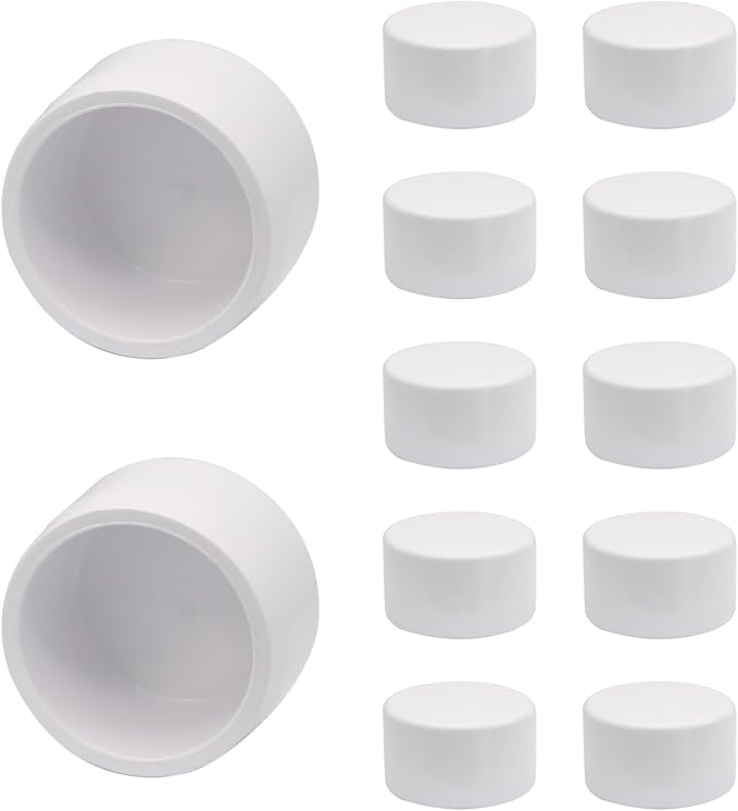12 Pack 1/2 Inch PVC Cap, SCH40 PVC Pipe End Cap Fitting Furniture Grade PVC Pipe End Cap Plug Adapter, White PVC Pipe Plug Socket Fittings for Build PVC Furniture DIY Garden Shelf