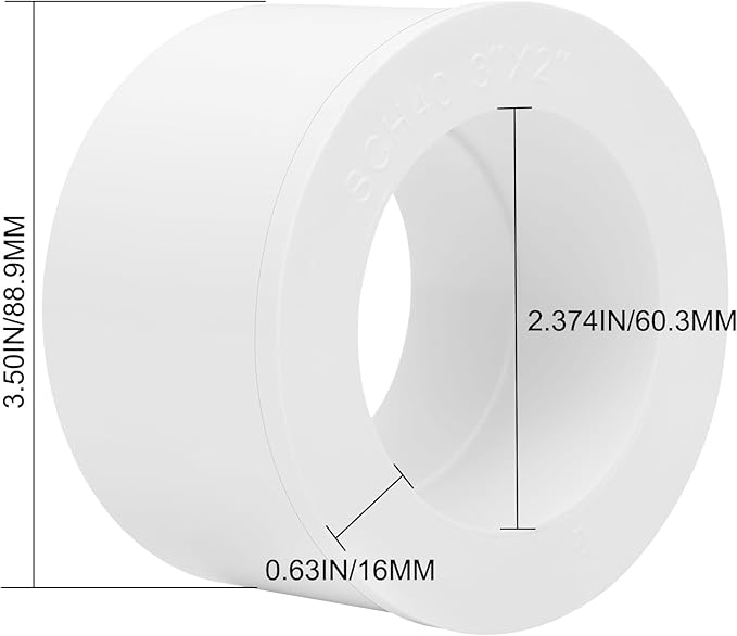 3"x 2" PVC DWV Reducing Bush Adapter Pipe Fitting SCH40 PVC Reducer Bushing (Socket x Socket) PVC Pipe Reducing Bushing Fitting for Home Sewer Plumbing