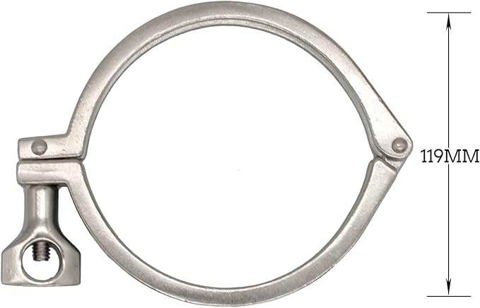 QiiMii 2 Pcs Heavy Duty Single Pin Tri Clamps Ferrule TC 4 Inch Stainless Steel 304 with Silicone Gasket