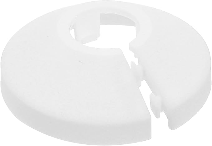 uxcell Escutcheon Plate, 1Pcs 12mm - Fit 0.39" Outer Diameter Split Pipe Flange Water Pipe Cover Collar Decoration, PP Plastic Plumbing Cover Plates (White)