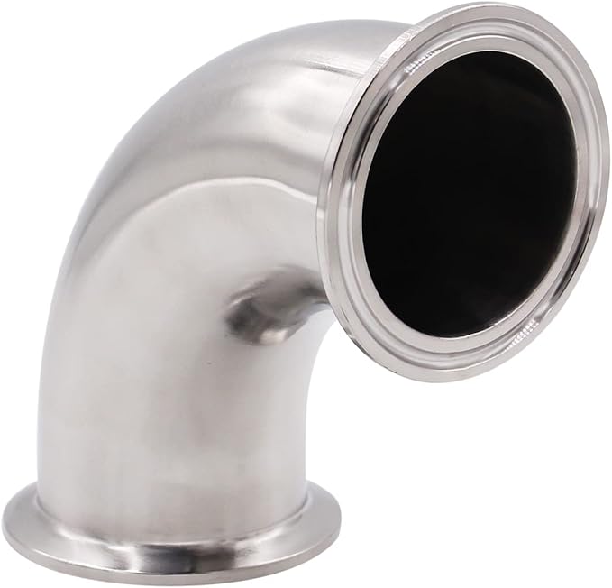 DERNORD 2" Tube OD Sanitary Ferrule Elbow 90 Degree Pipe Fitting with 2 Silicone Gaskets SUS304 Tri Clamp 2 Inch