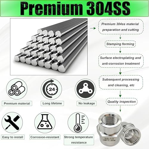 3/4 Inch NPT Female x 1/2 Inch NPT Female Pipe Fitting Reducer Coupler Connector, 304 Stainless Steel Reducing Coupling Adapter for Air Water Gas Oil (3/4" female x 1/2" female)