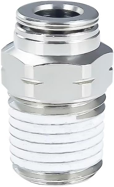 PneumaticPlus PN11-1/4-1/8 Push to Connect Metal Air Fitting, Male Straight - 1/4" Tube OD x 1/8" NPT Thread (Pack of 5)