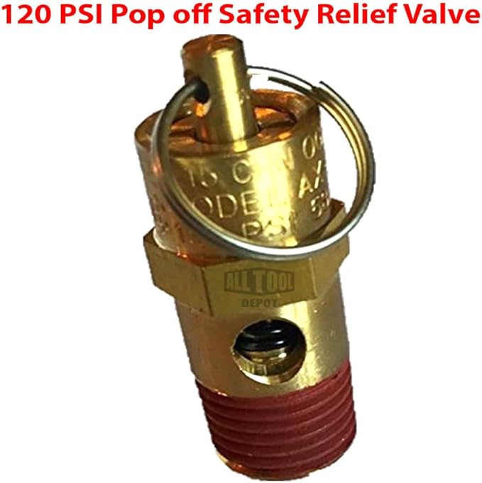 New 1/4" NPT 120 PSI 47 SCFM Air Compressor Relief Pressure Safety Valve, Tank Pop Off