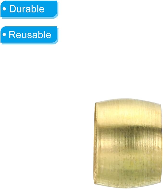 PATIKIL Brass 6mm Compression Sleeves Ferrules, 25 Pack Brass Compression Fitting Assortment Kit for Air Water Gas Pipe