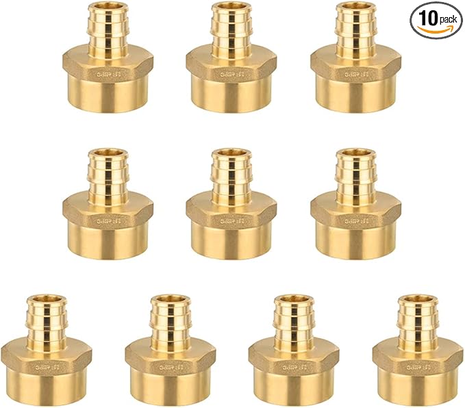 (Pack of 10) EFIELD Pex A Full Flow Expansion Brass Fittings 1/2" Pex x 3/4" Female NPT Adapter, ASTM F1960,(PEX1960122)