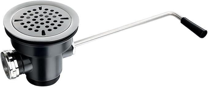 Twist Handle Commercial Sink Drain for 3 Compartment Sink,Waste Drain with overflow inlet, Brass Vlave