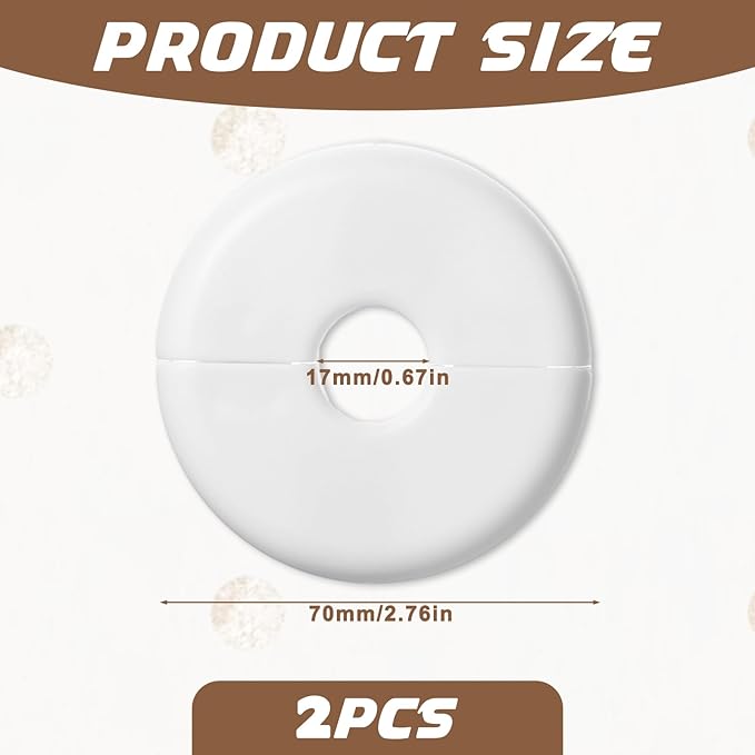 2 Pcs Wall Split Flange, ABS Round Self Adhesive Escutcheon Plate, 17mm Buckle Design Plumbing Cover Plates for Faucet, Bathroom, Kitchen, Toilet Decorative (White)
