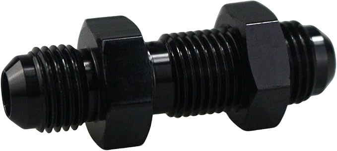 6AN Male Flare Straight Bulkhead Fitting Adapter with 6AN Nut Aluminum Black